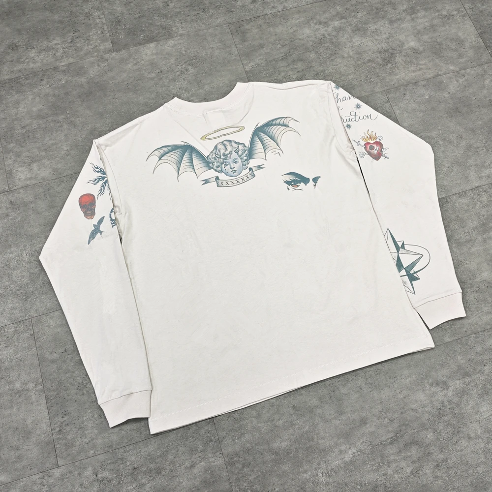 

Yao Fashion Saint OF Michael Oversize Loose Casual Streetwear Retro Vintage Graphics Print Luxury High Street T Shirt For Men