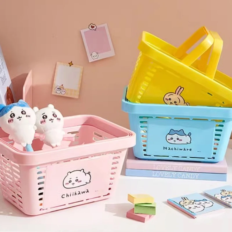 MINISO Cartoon Chiikawa Series Cute Hachiware Hand Basket Storage Artifact Usagi Convenient Large-capacity Storage Basket