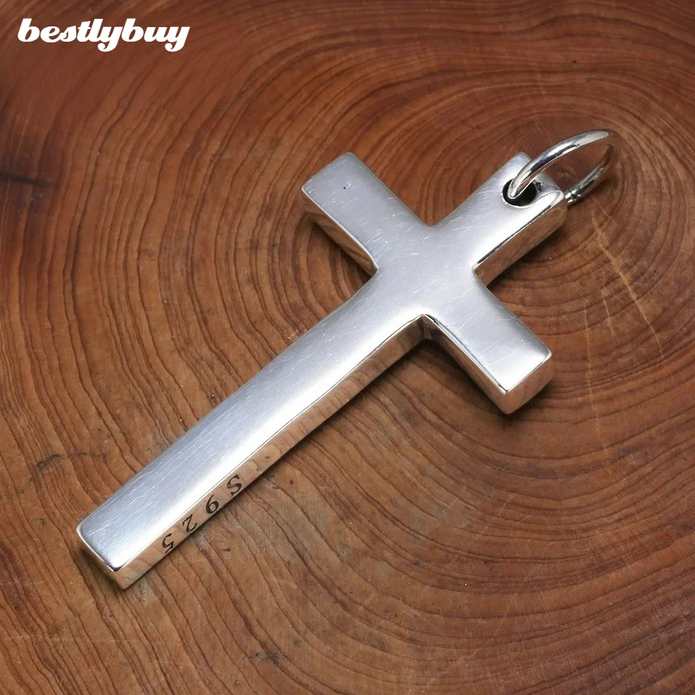 Real Solid 925 Sterling Silver Pendant For Men And Women Smooth High Polishing Simple Design Jesus Christ Jewelry