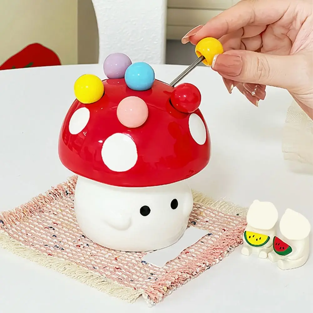 

Креативная вилка для грибов и фруктов, нержавеющая, противоожоговая, набор вилок для грибов, керамическая банка, многоразовая милая зубочистка с держателем