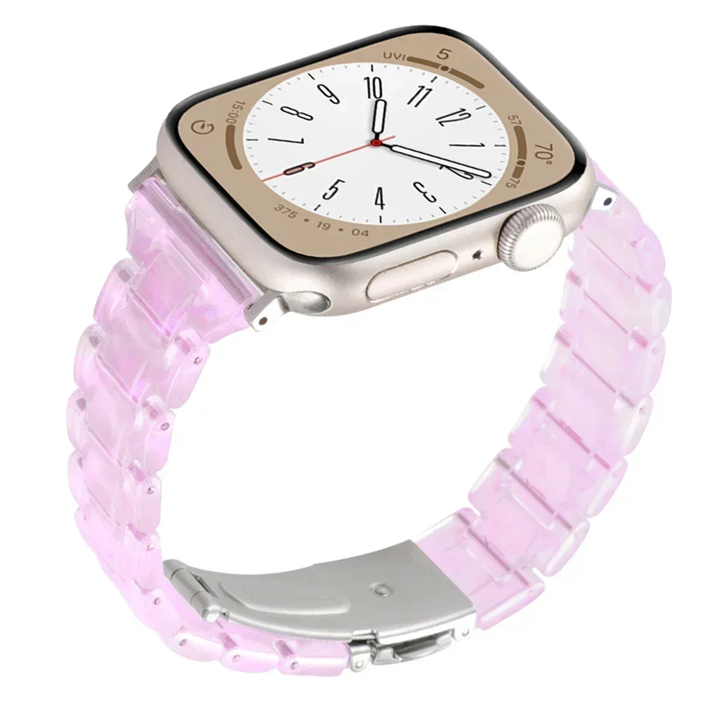 Women Slim Resin Band For Apple Watch 38mm 40 41mm 42 44 45mm Girl Colorful Strap For iWatch Series 9 8 7 6 5 se 4 3 ultra 49mm