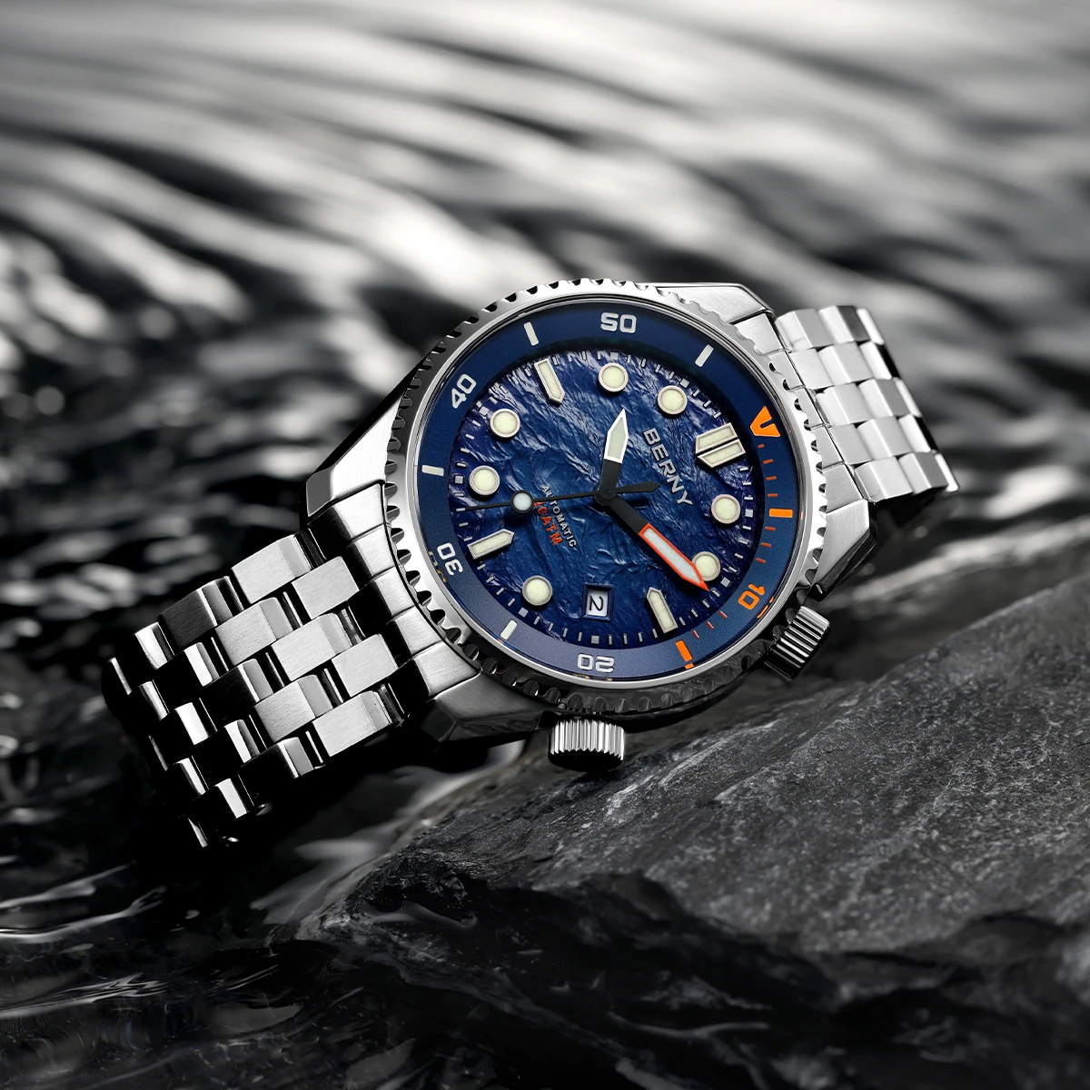 BERNY Automatische Taucheruhr für Herren, Top-Luxus, Saphirglas, 316L-Stahl, New Wave-Zifferblatt, 200 m wasserdicht, mechanische Taucher-Herrenuhren – Detail 22