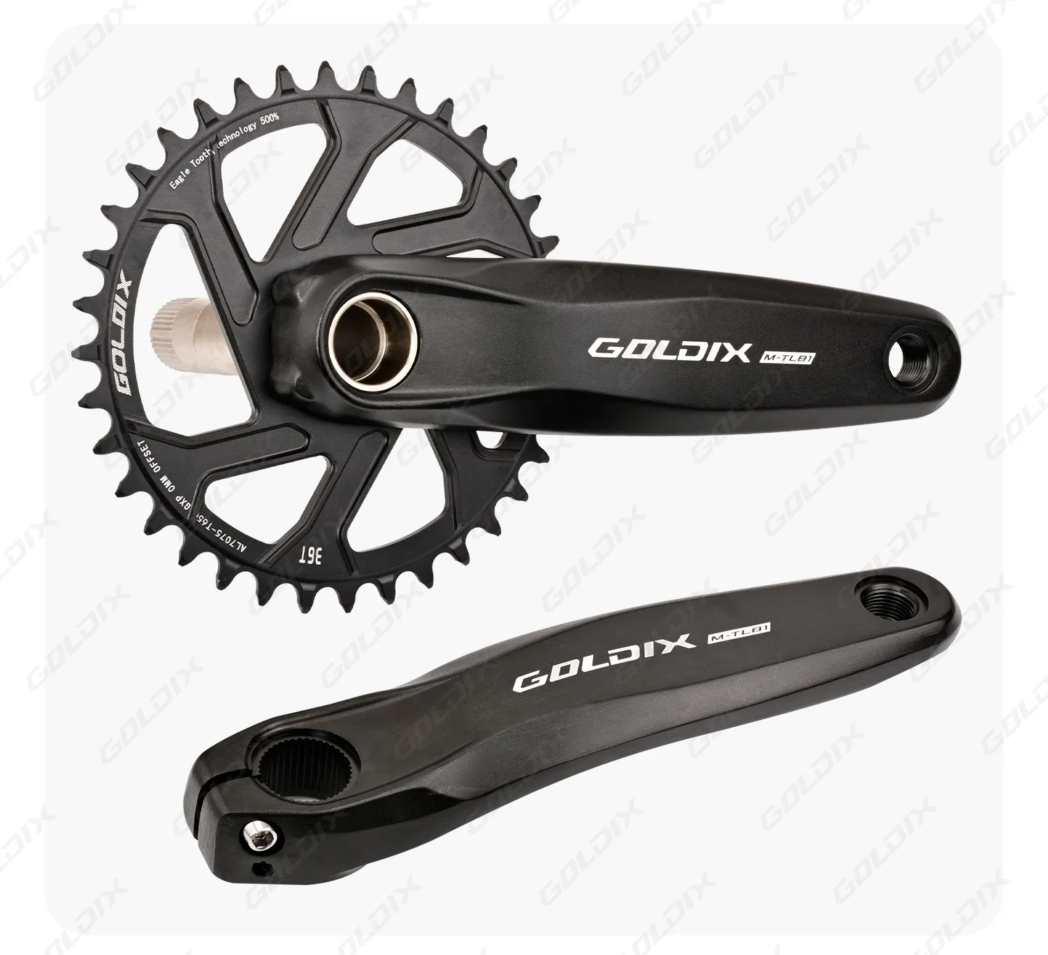 GOLDIX 3-Bolzen-Direktmontage MTB-Kurbelgarnitur 165/170/175mm Geschmiedete Legierung Hochfester Kurbelarm Schmal-Breit-Kettenblatt für MTB-Fahrrad – Detail 11