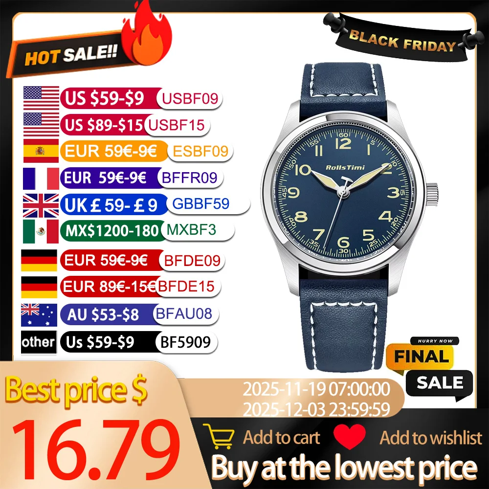 2025new Rollstimi 42MM men's watch fashion quartz men's simple waterproof watch business high-quality leather clock sports watch