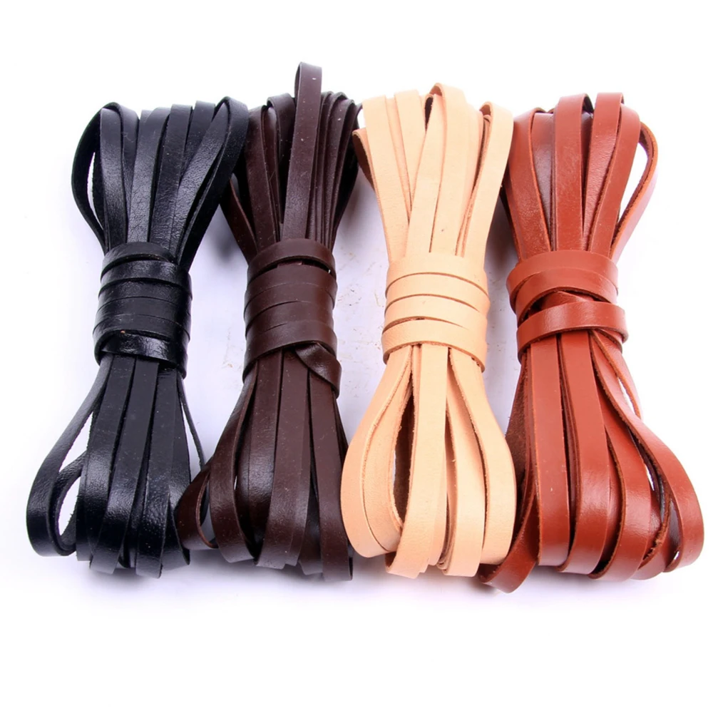 2-10mm 2 Meters Flat Genuine Leather Braid Jewelry Cord String Lace Rope DIY Necklace Bracelet Finding For Braided  Products