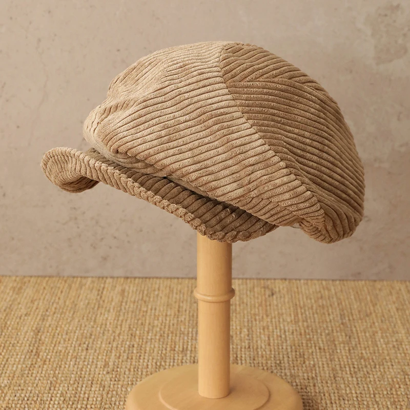 

Newsboy Cap Women Men Octagonal Hat Wale Flat Autumn Windproof Warm Accessory Headwear For Winter Outdoor Casual