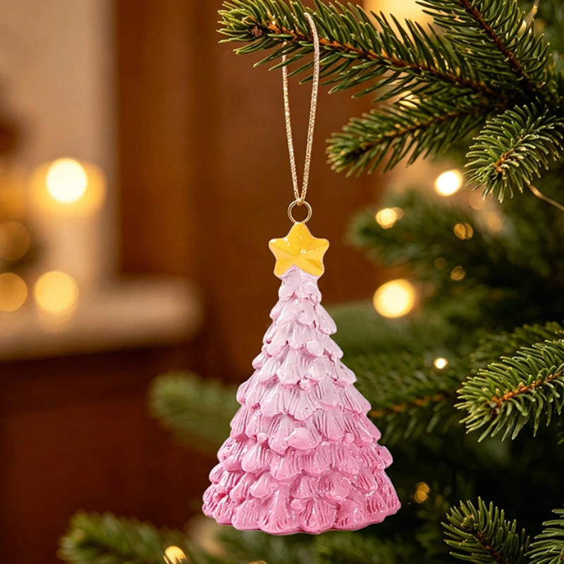 3 unidades de colgantes navideños de resina con diseño degradado, para decorar jardines de hadas, micro paisajes y escritorios, ideales para las fiestas.