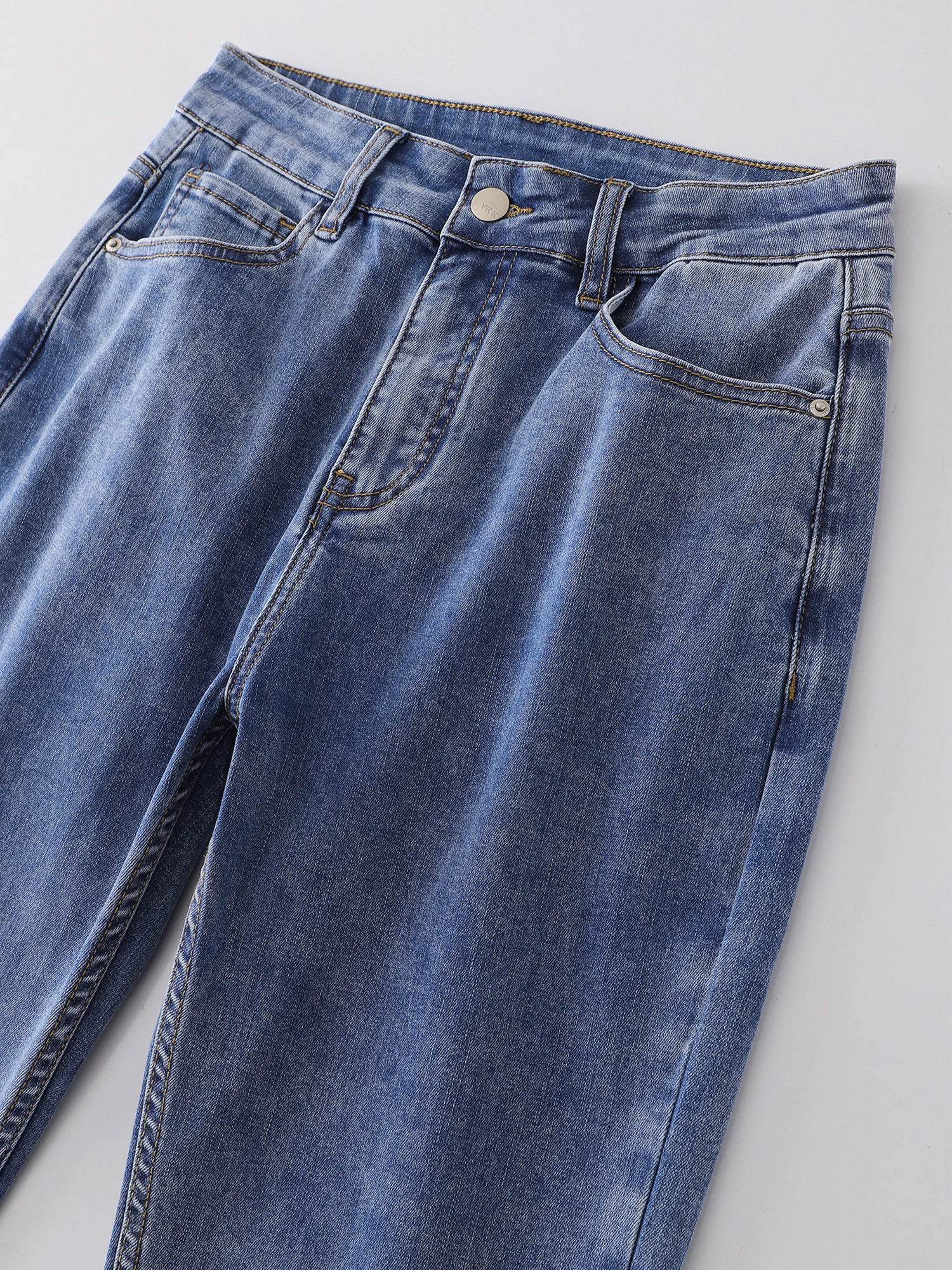 Plus Size Straight Women Jeans High Waist Curvy Lady Women Jeans Washing Full Length Slim Denim Jeans for Mom 100 Kgs Women Jean