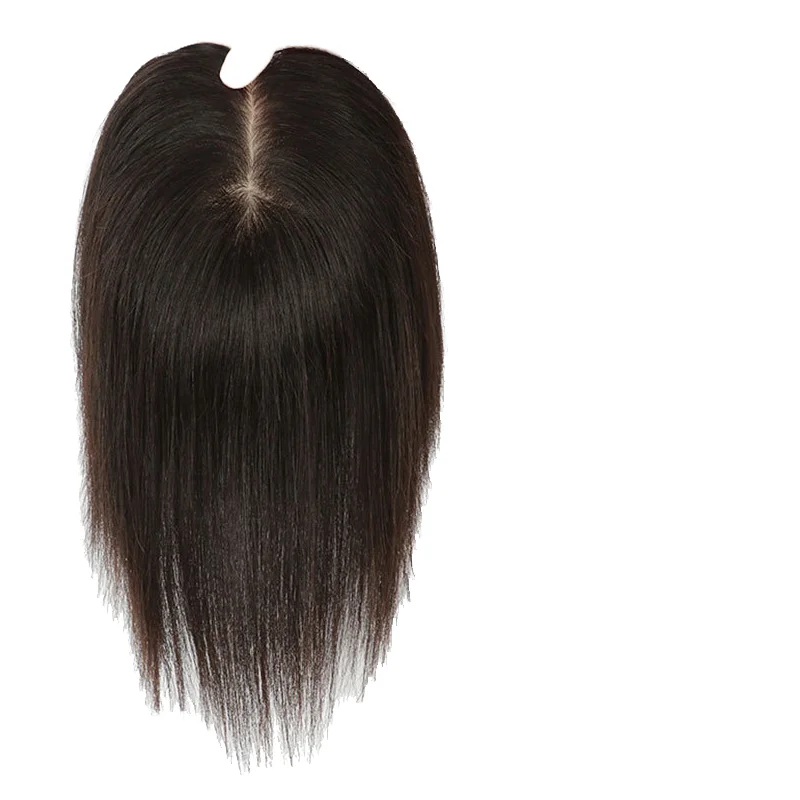 

European Remy Human Hair Low Density 130% Hand Tied Natural Silk Base Toupee Bald Patch Hair Topper