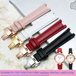 Genuine Leather Watch Band for Folli Follie Notch Strap Women's Watch Chain Lady Bubble Series 12 16mm