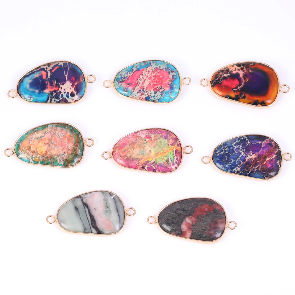 Natural Stone Pendants Trapezoid Colorful Sea Sediment Pendants For Jewelry Making Diy Charm Necklace Crafts Accessories 21*39mm image 2