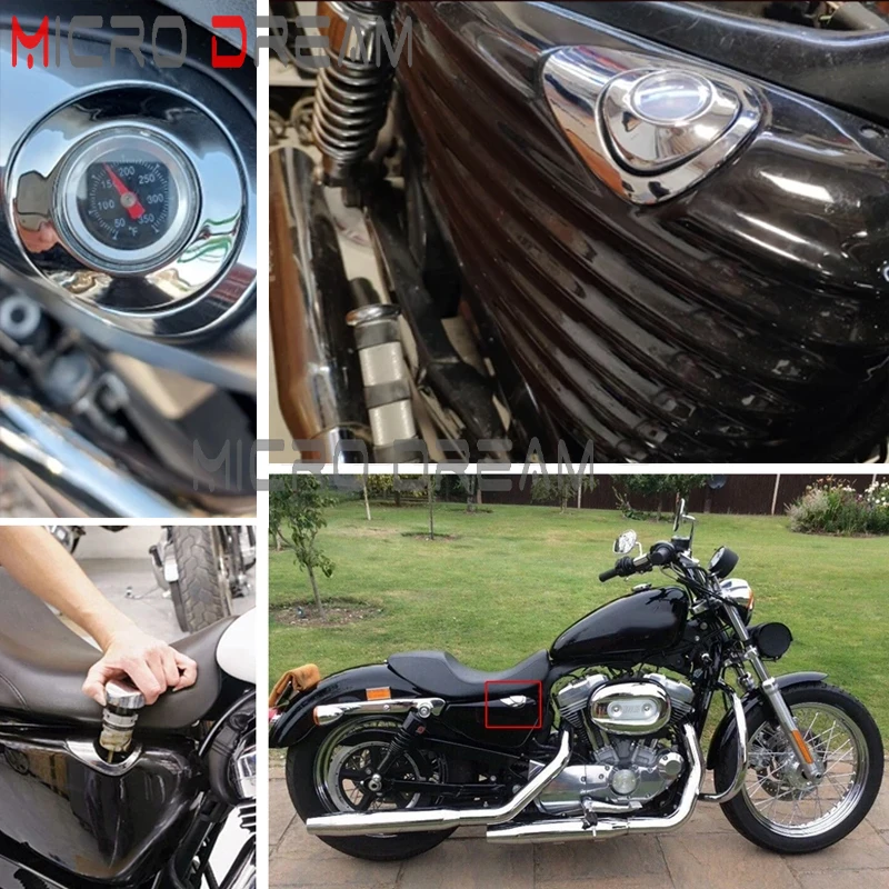 Motorcycle Engine Dipstick Oil Fill Cap Tank Temperature Gauge for Harley XL Sportsters Forty Eight 1200X 883N 883R XL Models