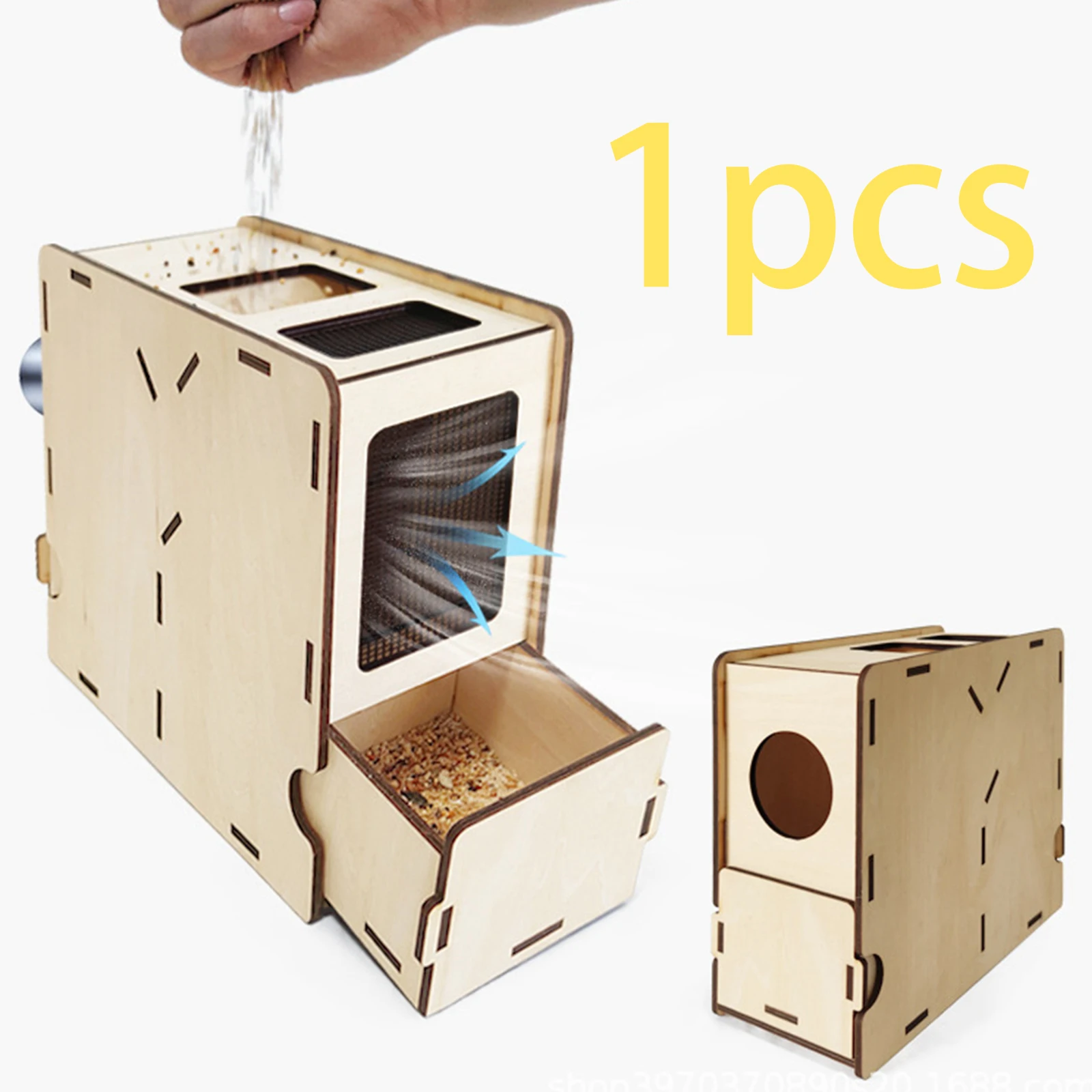 DIY Wooden Assembly Box Portable Grain Cleaning Separator Splitter Grain Cleaning Thrower for Park Backyard Farm Household Yard