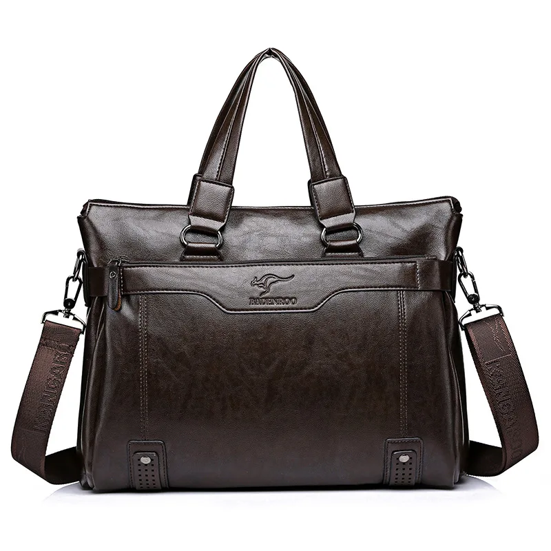 Sac à main de luxe en cuir PU pour hommes, étuis à bombes avec fermeture éclair, sac fourre-tout pour ordinateur portable, sac messager initié au bureau, haute qualité