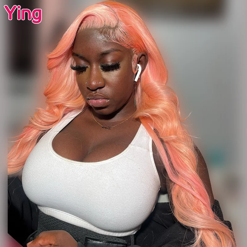 Ying Body Wave Light Orange Rose Color 13x4 parrucche anteriori in pizzo per capelli umani parrucca peruviana Remy 613 bionda 13x 6 frontale in pizzo prepizzicata