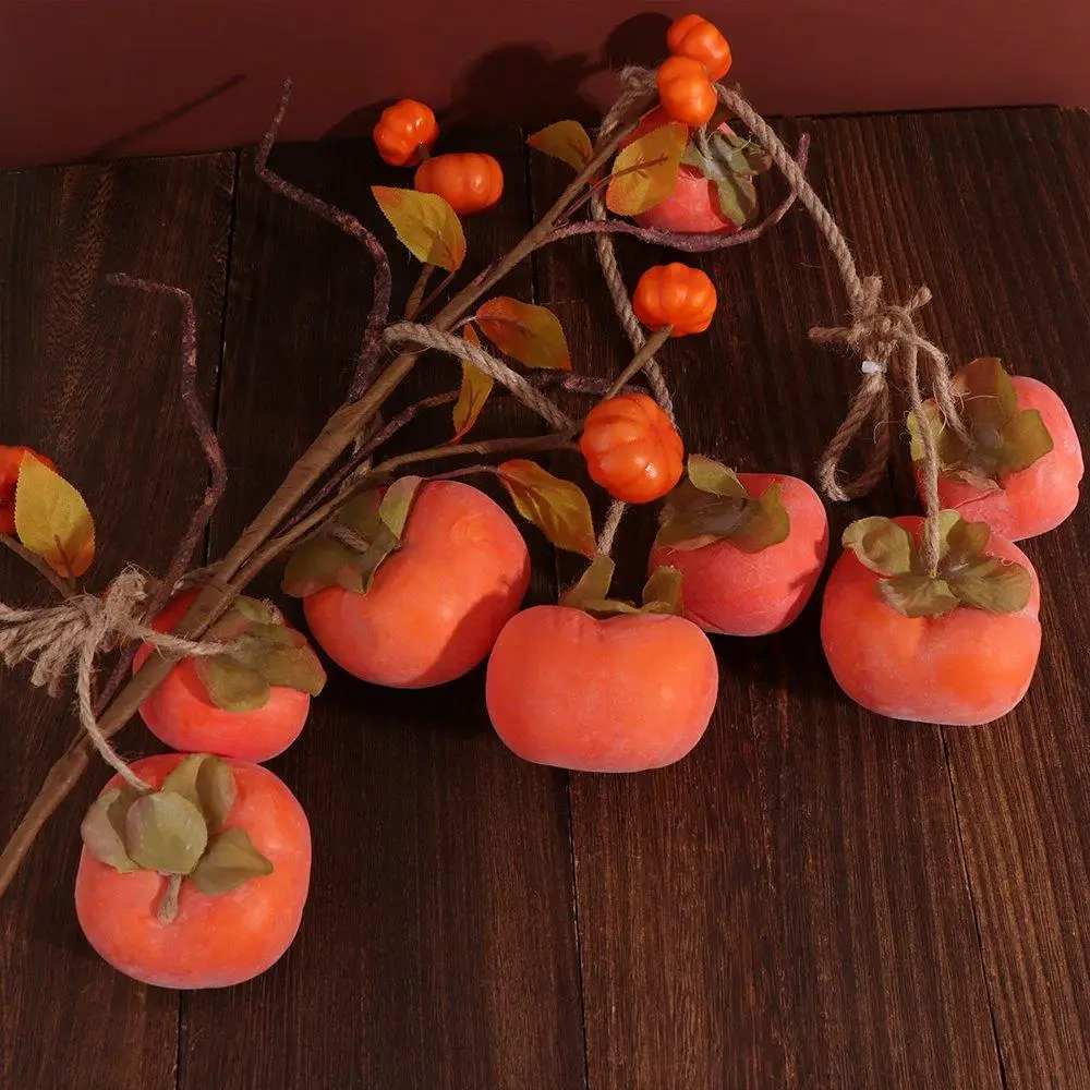 8 Fruit Simulation Persimmon Fruit 80cm Orange Artificial Persimmon Plastic with Frost Fruit Persimmon Pendant Hotel Decoration