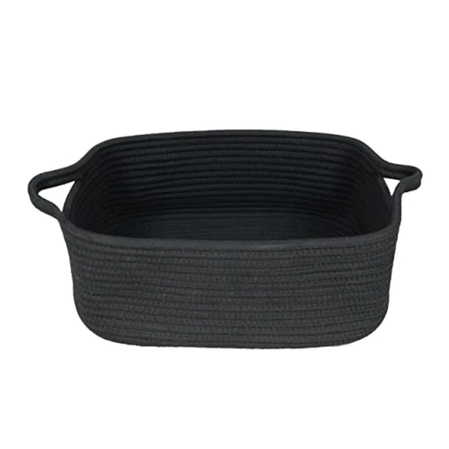 

Woven Cotton Rope Storage Basket with Handles for Organizing Shelves Closet Small Cat Dog Pet Toy Basket Box Bin Decorative Rec