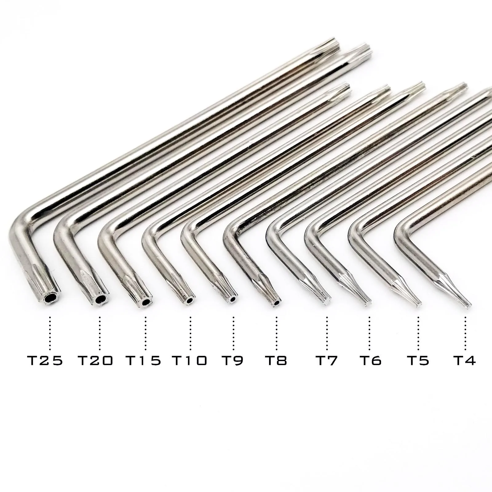 2 pçs aço t4 t5 t6 t7 t8 t9 t10 t15 t20 t25 t30 t40 seis lóbulos torx cabeça à prova de violação parafuso de segurança chave chave chave chave chave