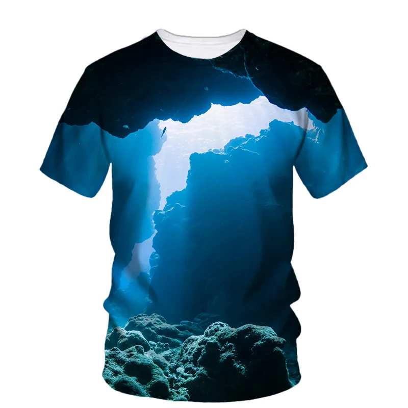 Summer New Trend Karst Cave graphic t shirts For Men Fashion Casual Fun Personality Original Printed Short Sleeve Streetwear Top