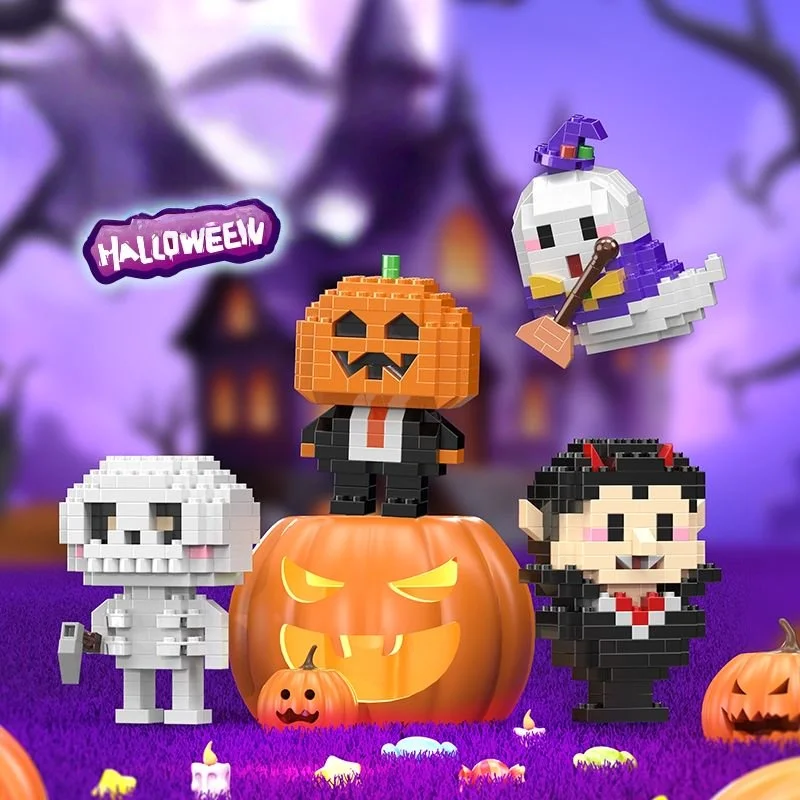 Mini blocs de construction en forme de citrouille d'Halloween, jouet d'assemblage pour enfants, cadeau et décoration de bureau