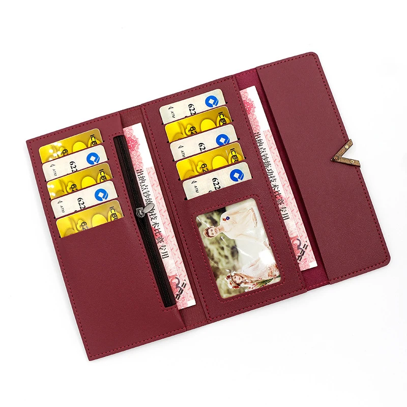 محفظة جديدة عصرية وبسيطة من البولي يوريثان، حقيبة ثلاثية الطي، محفظة طويلة، محفظة متعددة الفتحات للبطاقات، حقيبة يد للنساء