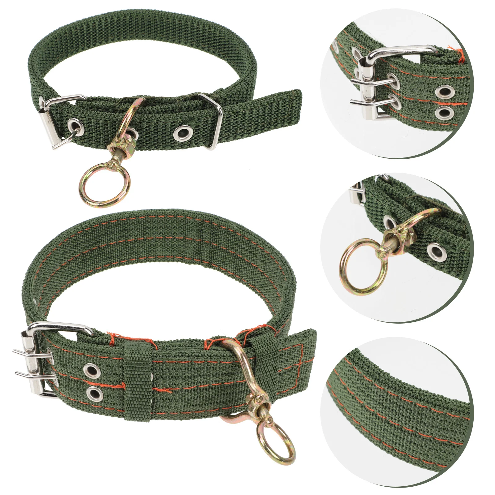 

2pcs Sheep Collars Green Canvas Adjustable Dog Livestock Traction Collar Wear-Resistant Rotating Ring For Outdoor Use