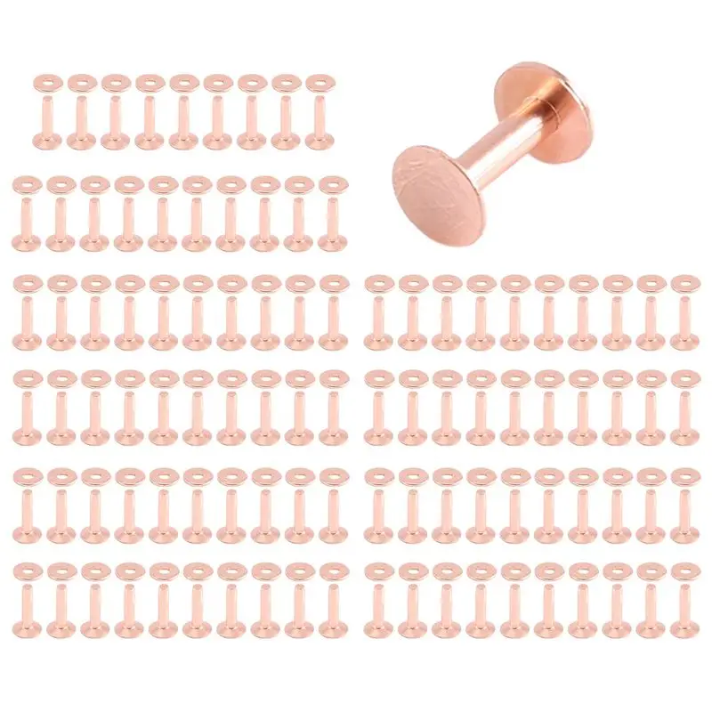 

L60A 100 Sets Copper Rivets And Burrs Washers Leather Copper Rivet Fastener For Collars Leather DIY Craft Supplies