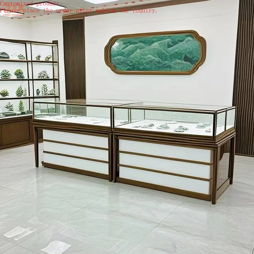 

High-end Glass Jewelry Showcase Display Elegantly Showcases Luxury Metal Frame Jewelry Display Cases for Retail Stores