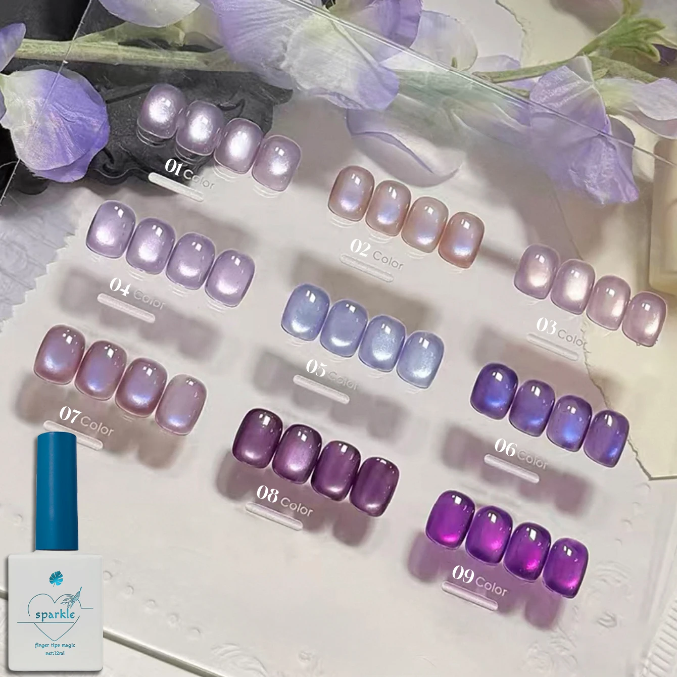 1/9 個 12 ミリリットル 2025 グレープパープルキャットアイジェルポリッシュアイスガラス効果 & ホワイトニング夏のパーティー爪用品