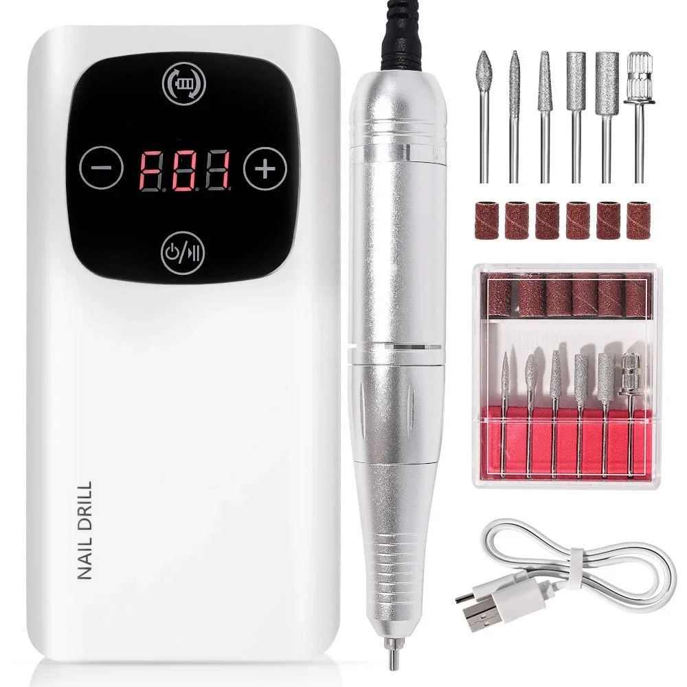 

2 in 1 Electric Nail Drill Set, 45000RPM Portable Electric Polish Professional Electric Nail File, Nail Polishers with UV Lights