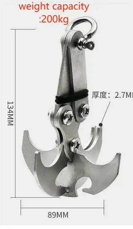 Folding Gravity Grab Hook Outdoor Rock Climbing Rescue Claw Survival Mountaineering Hook Tool Multifunctional Stainless Steel