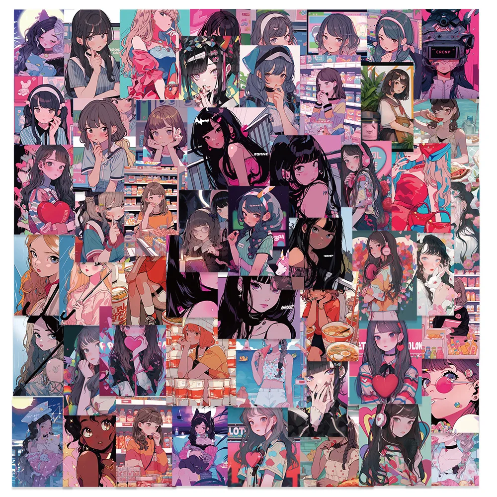 

10/52PCS Illustrator Girl Ins Retro Y2K Cartoon Sticker DIY Phone Laptop Luggage Skateboard Graffiti Decals Fun for Kid Toy