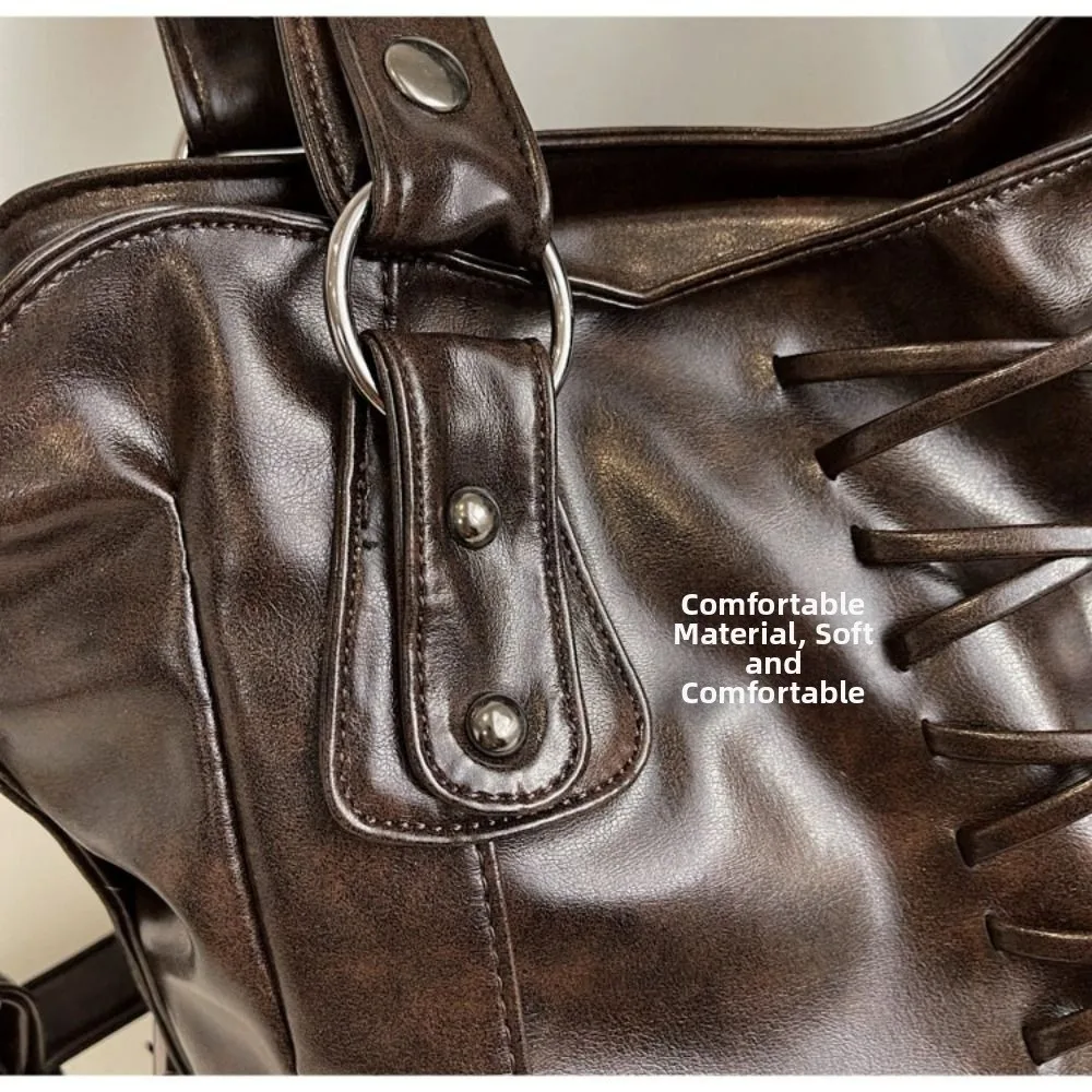 Creative Gift Soft Tote Bag PU Leather Vintage Style Shoulder Bag Large Capacity Crossbody Bag