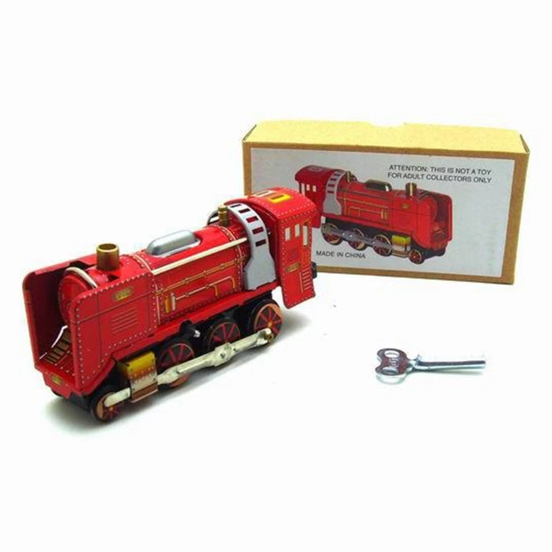 Adult Collection Retro Wind Up Trains Toy Metal Tin Running Trains Mechanical Clockwork Toy Figure Kids Gift