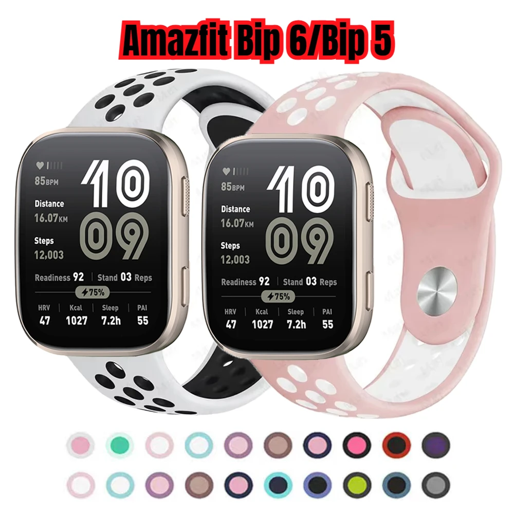 Correa de silicona con orificio de 22mm para Amazfit Bip 6/Bip 5 Bip 5 Unity/Pace/Cheetah Pro, pulsera para Amazfit Stratos/GTR4 3 2 47mm