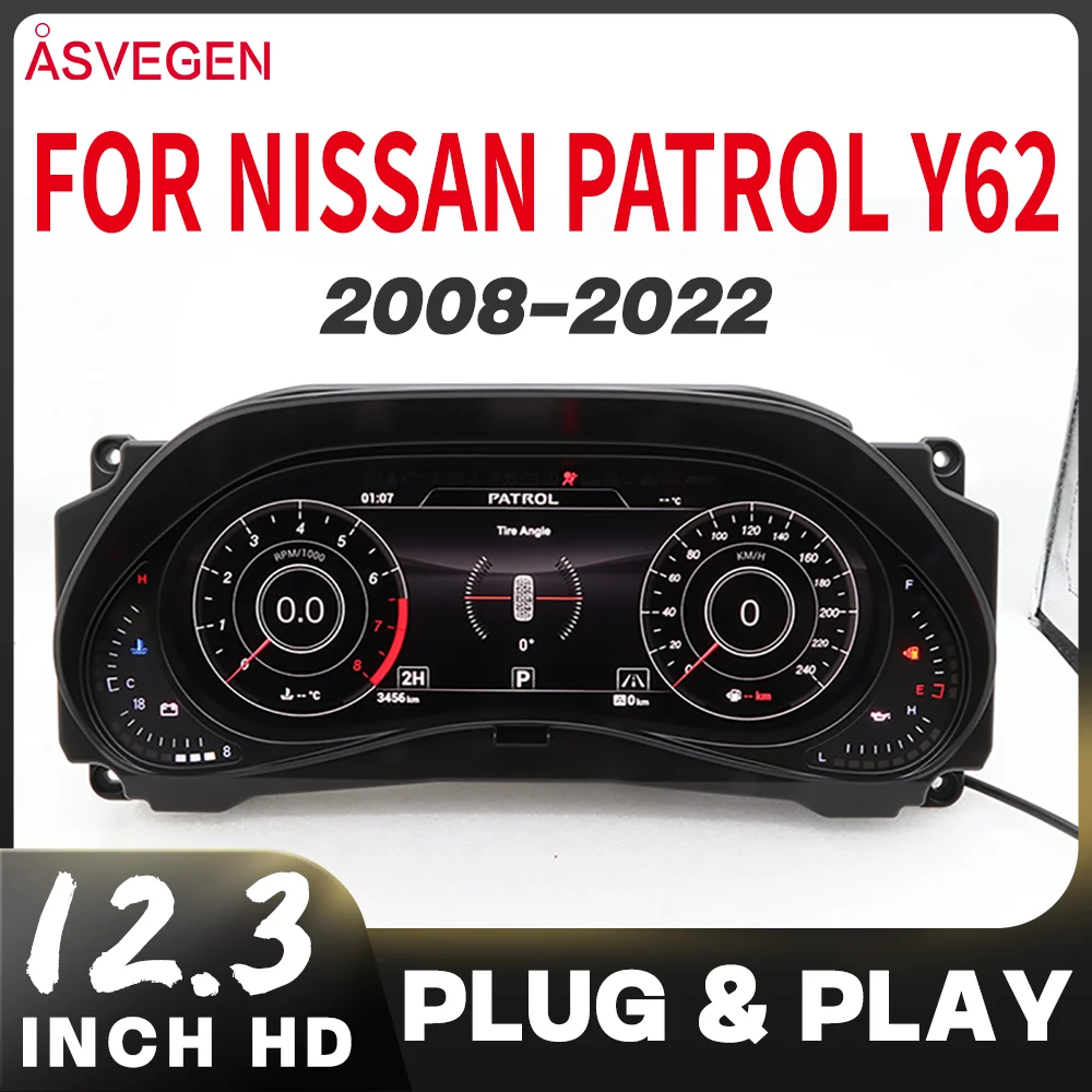 

12.3" Digital Cluster for Nissan Patrol Y62 2008-2022 LCD Dashboard Instrument Cluster Speedometer Linux Virtual Cockpit Display