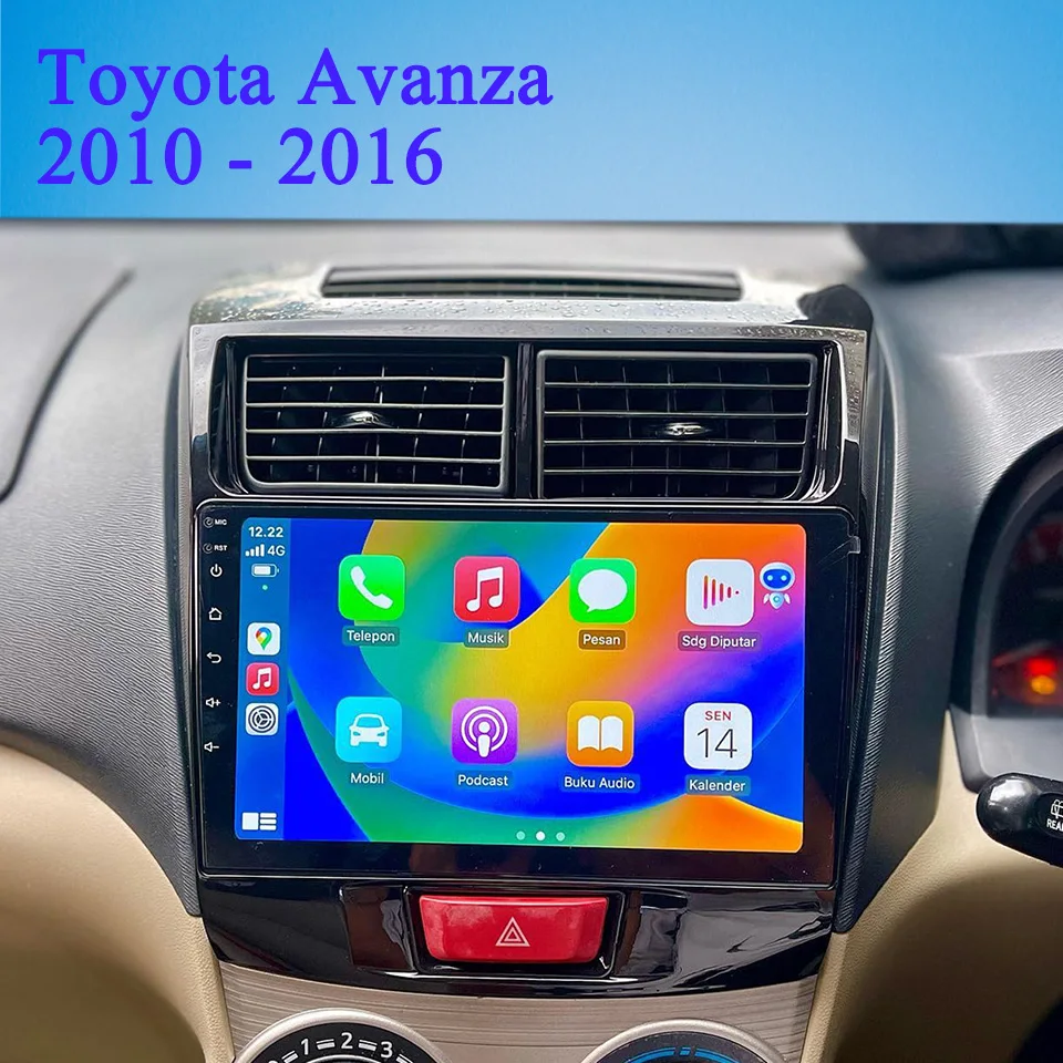 9 ''QLED 8Core 8G + 128G Autoradio reproductor de música y vídeo para Toyota Avanza 2010 - 2016 unidad principal automática DVD Cassette 4G Sim WiFi