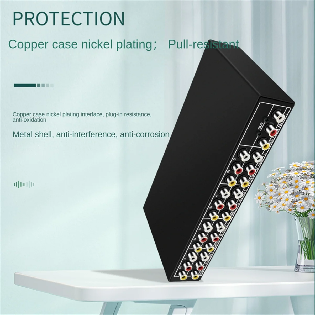 

KK-B2-Eight in One Out AV Switch Selector Video L/R Audio Selector Box 8-Port Composite RCA Switch Splitter for DVD STB HDTV