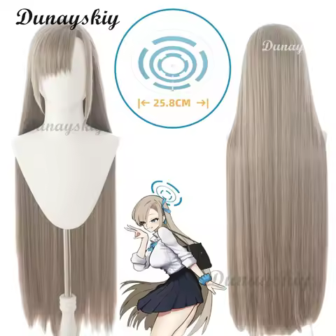 Game Blue Archive Cosplay Halo Ichinose Asuna Cosplay Wig 100cm Long Straight Synthetic Hair Halloween Party Customized