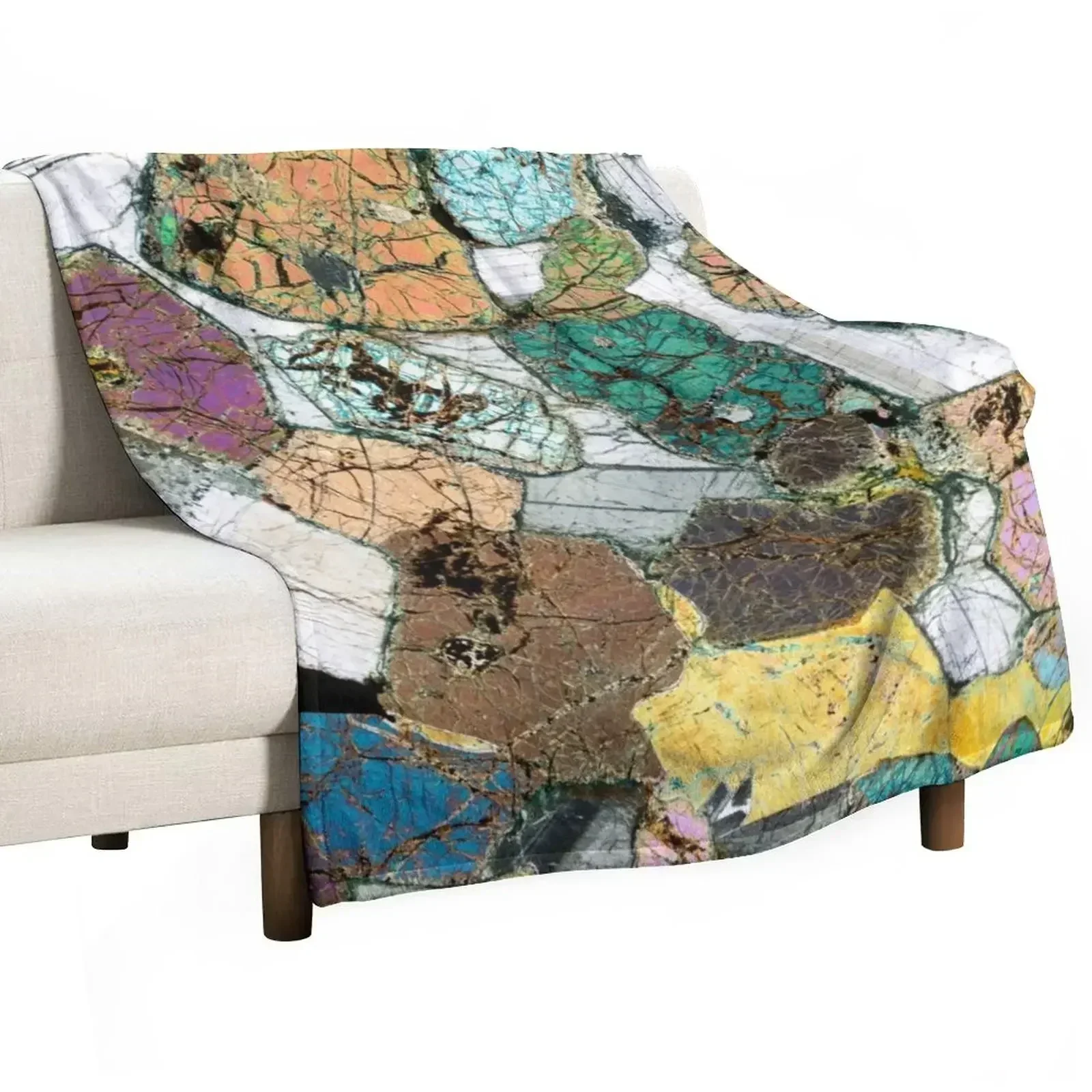 Geology gift - Peridotite from Ardnamurchan, Scotland Rock Thin Section Microscope Photo Throw Blanket Baby Soft Plaid Blankets