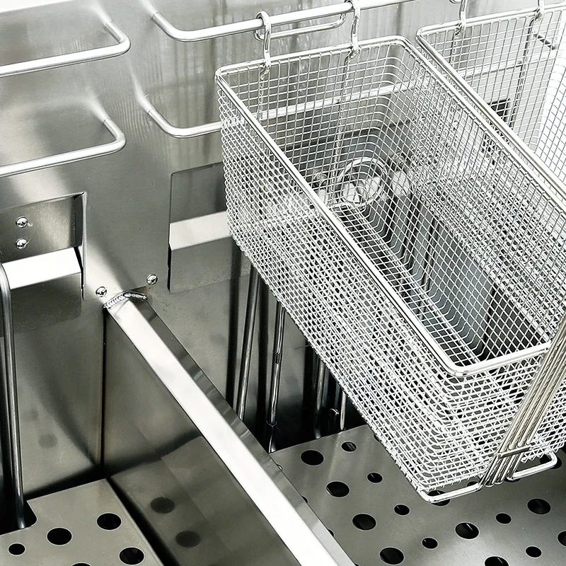 30L + 30L 商業ステンレス鋼垂直 2 タンク 4 バスケットフライヤータイマー商業卸売価格工場 OEM