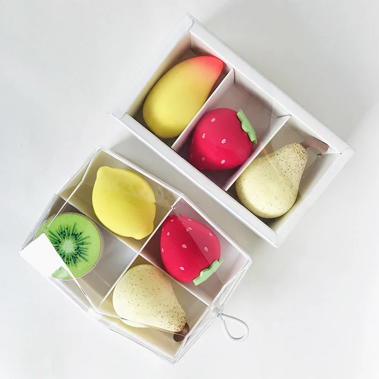 4Pcs/box Makeup Sponge Set Beauty Tools Cute Fruit Cosmetic Puff for Foundation Cream Concealer Powder Face Make Up Blender Pear