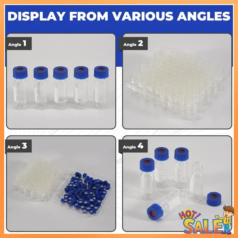 

AB68 2ML Autosampler Vials Pack Of 100 - HPLC Vials 9-425 Vials With Blue Screw Caps