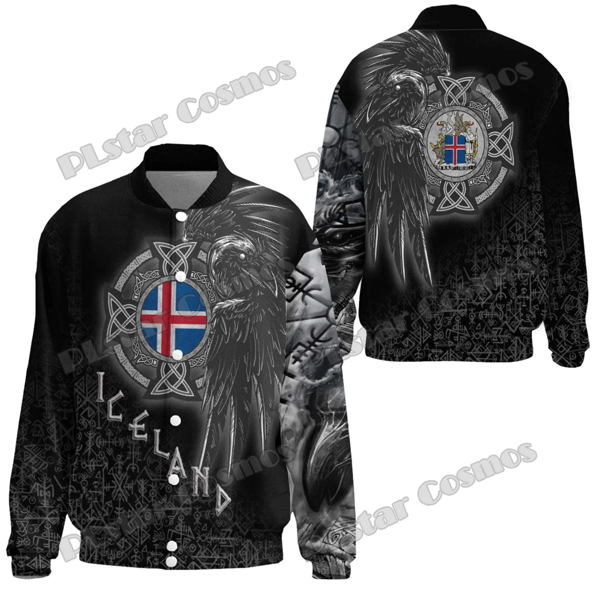 The Raven Of Odin Tattoo Denmark 3D Printed Fashion Men's Thicken Stand-Collar Jacket Unisex Casual Winter Baseball Jacket FX52
