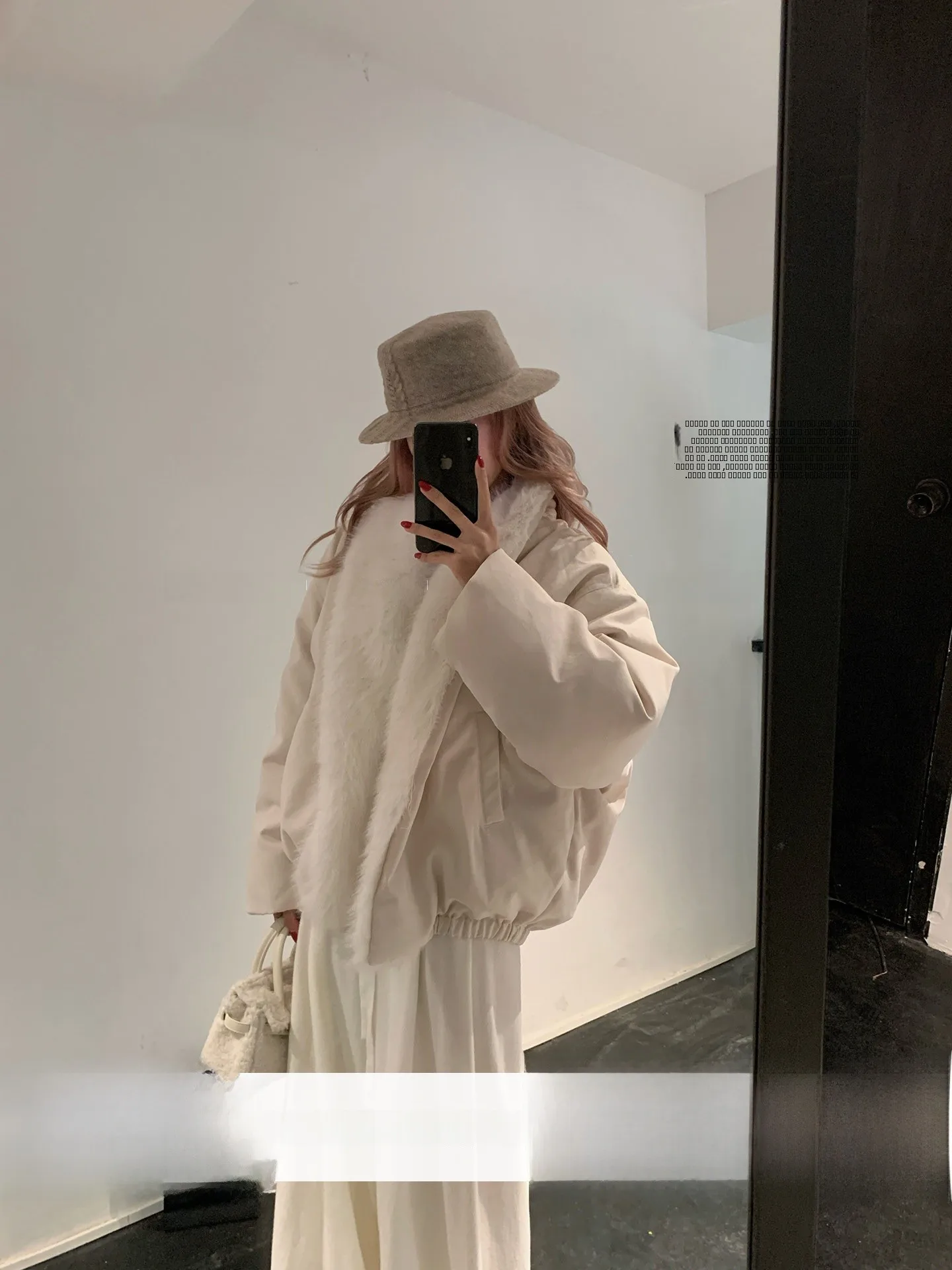 

LILI Miss Winter Snowflake Heavy Work Parka Waed Plu Collar down Jaet Outerwear Casual Loose Fit Thi Long Sve