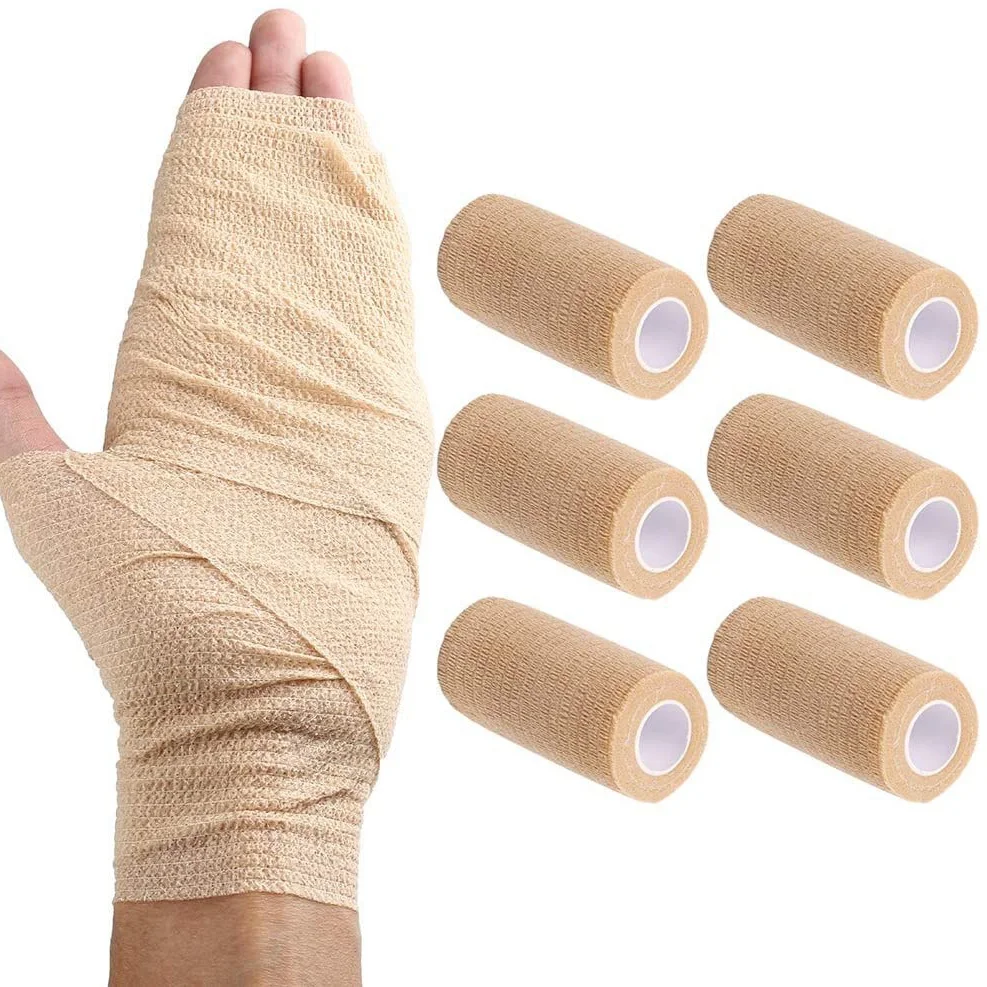 6 Packs Self Adhesive Cohesive Bandage, 10X450cm, Self Adherent Wrap, Non Woven Bandage Wrap