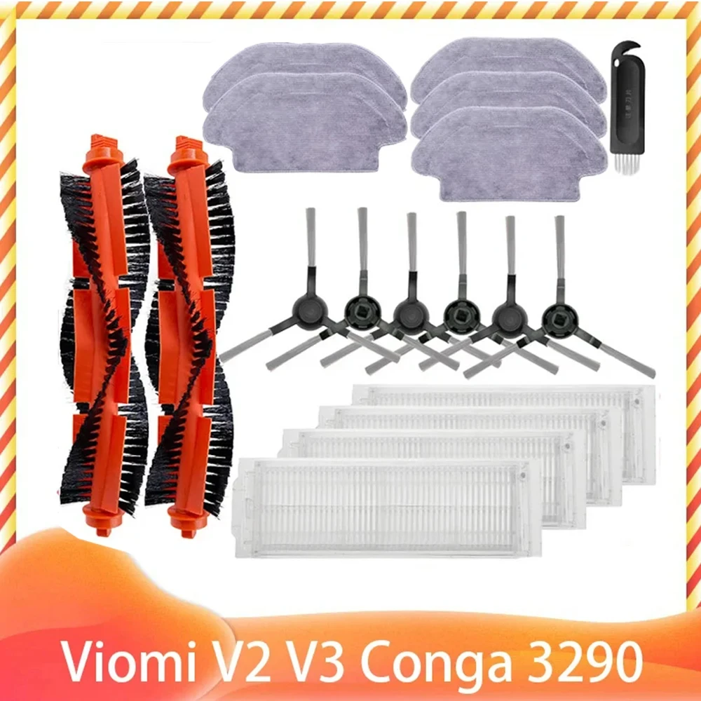 Hepa Filter Main Side Brush Mop Cloth for Conga 3290 3490 3690 / Proscenic M7 / Xiaomi Mijia LDS / STYJ02YM Viomi V2 V3 Pro Se