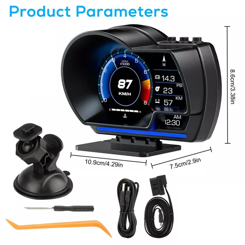 سيارة رئيس يصل العرض obdii + نظام تحديد المواقع الذكية مقياس عالية الوضوح عداد السرعة أداة تشخيص السيارة obd خطأ رمز القضاء أداة