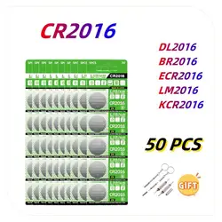 Bateria de lítio Coin Cell, Relógio, Brinquedo eletrônico, Calculadoras, DL2016, BR2016, DL2016, LM2016, 80mAh, 3V, CR2016, 50Pcs