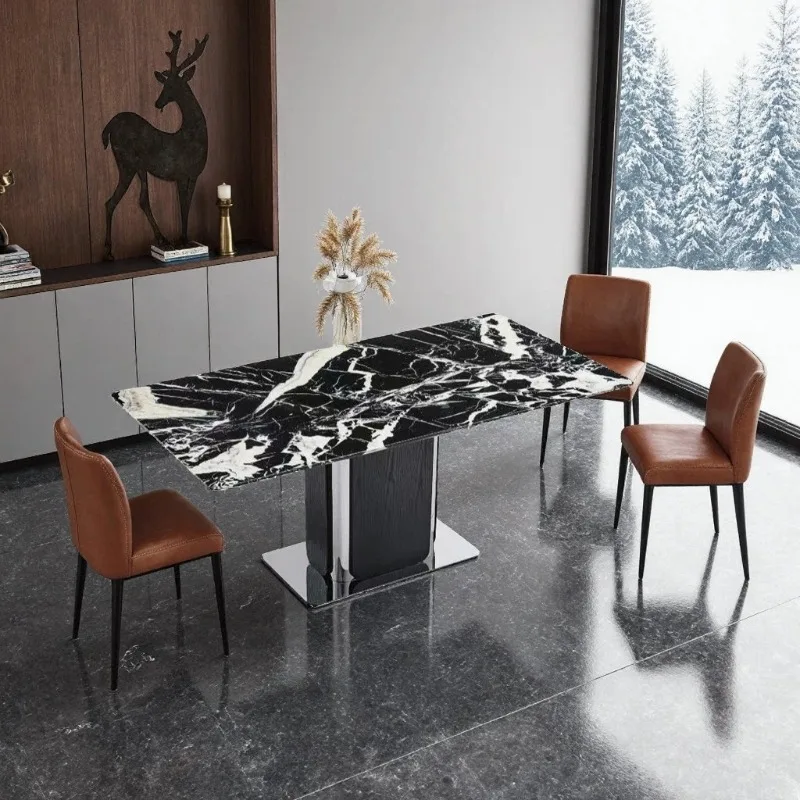 Household high-end imported thickened desktop luxury stone dining table